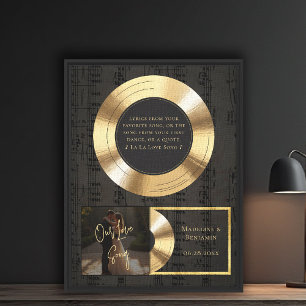 Music Lover Wedding Jubileum Gold LP Foto Canvas Afdruk
