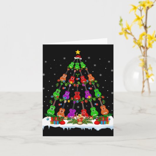 Music Lover Xmas Lights Musical Ukulele Christmas Kaart (Gele Bloem)
