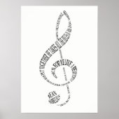 Music Lovers Gift Poster - Treble Clef Word Art (Voorkant)