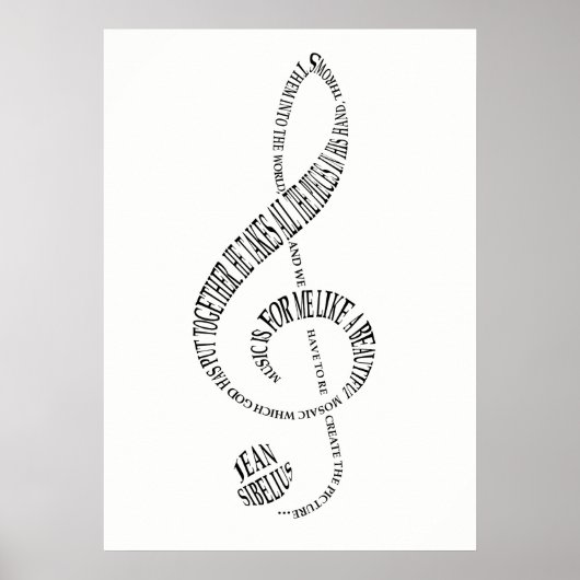 Music Lovers Gift Poster - Treble Clef Word Art (Voorkant)