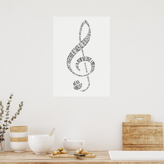 Music Lovers Gift Poster - Treble Clef Word Art (Keuken)