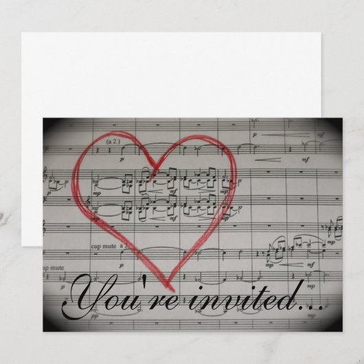 Music Lovers-uitnodiging Kaart (Voorkant / Achterkant)