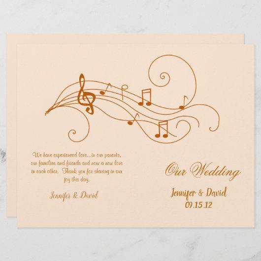 Music Lovers Wedding Program (Voorkant / Achterkant)