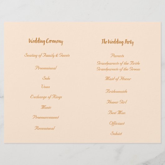 Music Lovers Wedding Program (Achterkant)