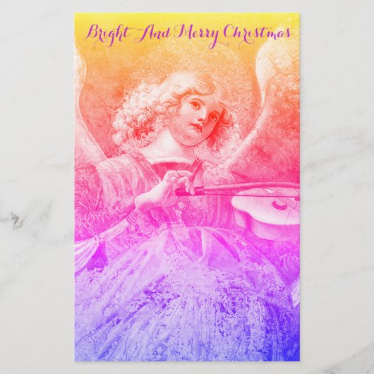 MUSIC MAAK ANGEL Pink Paars Blue Kerstmis Briefpapier (Voorkant)