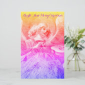 MUSIC MAAK ANGEL Pink Paars Blue Kerstmis Briefpapier (Staand voorkant)