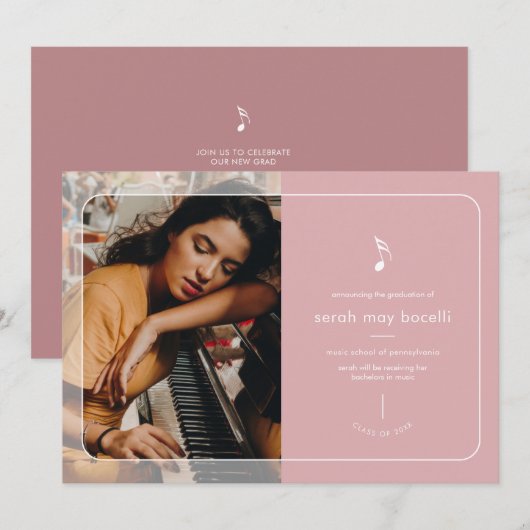 Music Major Afstuderen Uitnodiging (Voorkant / Achterkant)