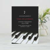 Music Major Piano Afstuderen Invitation Aankondiging (Staand voorkant)