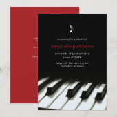 Music Major Piano Afstuderen Invitation Aankondiging (Voorkant / Achterkant)