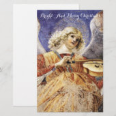 MUSIC MAKING ANGEL kerstgroeten Briefpapier (Voorkant / Achterkant)