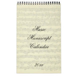Music Manuscript-uittreksels van het lopende jaar Kalender