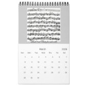 Music Manuscript-uittreksels van het lopende jaar Kalender (Mar 2026)