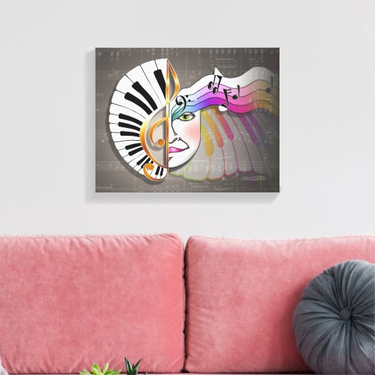 MUSIC MASK Gallery Wrapped Canvas (Insitu (Woonkamer))