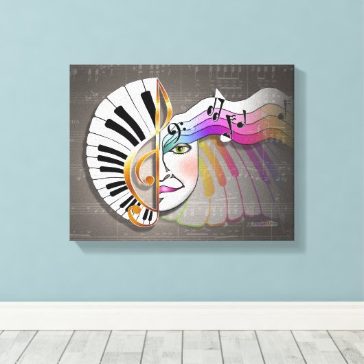 MUSIC MASK Gallery Wrapped Canvas (Insitu (Houten vloer))