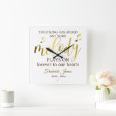 Music Memorial Melody Quote Vierkante Klok (Huis)