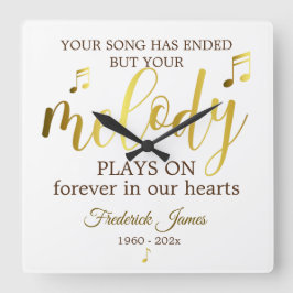 Music Memorial Melody Quote Vierkante Klok