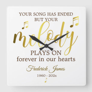 Music Memorial Melody Quote Vierkante Klok