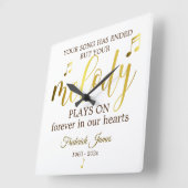 Music Memorial Melody Quote Vierkante Klok (Hoek)
