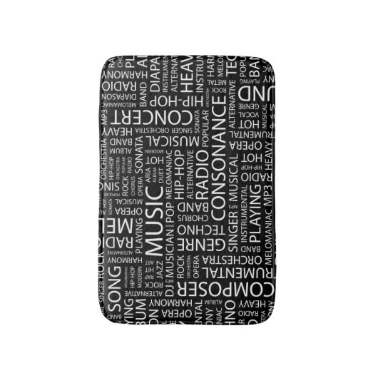MUSIC-modelwoordwolk Badmat (Voorkant Verticaal)