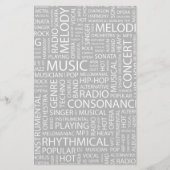 MUSIC-modelwoordwolk Briefpapier (Voorkant)