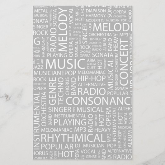 MUSIC-modelwoordwolk Briefpapier (Voorkant)
