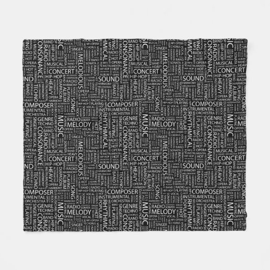 MUSIC-modelwoordwolk Fleece Deken (Voorkant (Horizontaal))