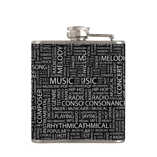 MUSIC-modelwoordwolk Heupfles (Achterkant)