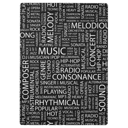 MUSIC-modelwoordwolk Klembord (Achterkant)