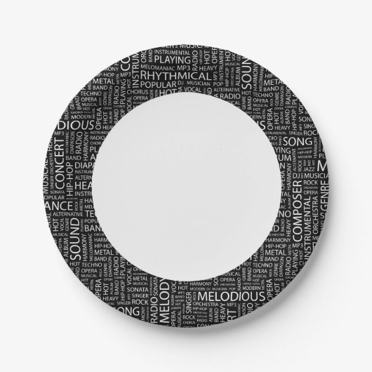 MUSIC-modelwoordwolk Papieren Bordje (Voorkant)