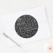 MUSIC-modelwoordwolk Ronde Sticker (Envelop)