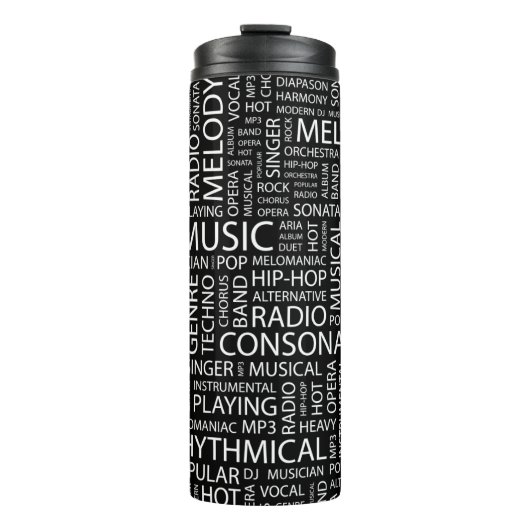 MUSIC-modelwoordwolk Thermosbeker (Voorkant)