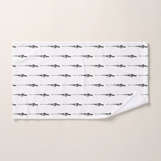Music Motif Melting Treble Clef Black en White Bad Handdoek (Handdoek)