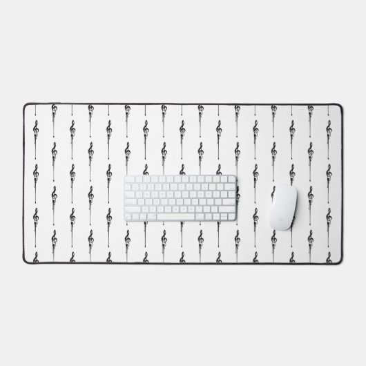 Music Motif Melting Treble Clef Black en White Bureaumat (Keyboard & Muis)