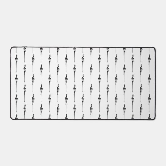 Music Motif Melting Treble Clef Black en White Bureaumat (Voorkant)