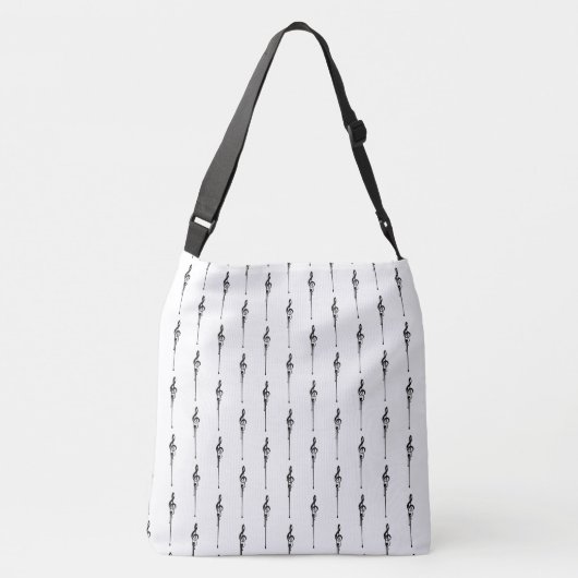 Music Motif Melting Treble Clef Black en White Crossbody Tas (Achterkant)