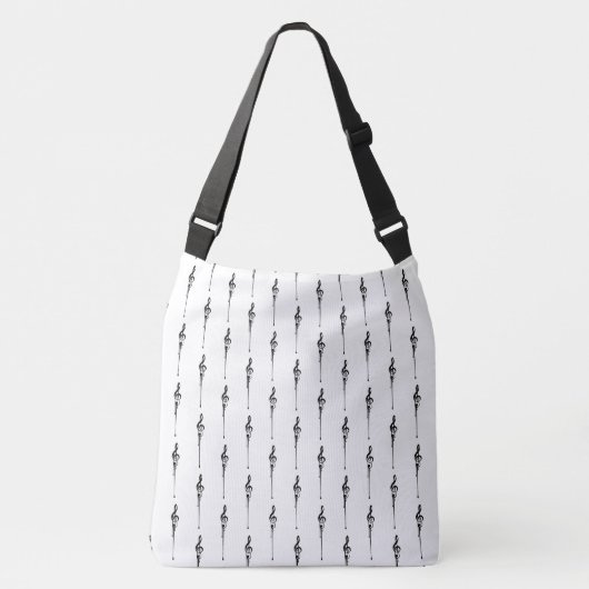 Music Motif Melting Treble Clef Black en White Crossbody Tas (Voorkant)