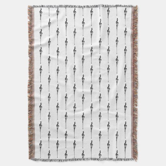 Music Motif Melting Treble Clef Black en White Deken (Voorkant Verticaal)