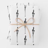 Music Motif Melting Treble Clef Black en White Inpakpapier Vel (In situ)