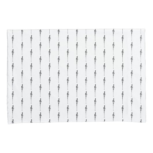 Music Motif Melting Treble Clef Black en White Kussensloop (Voorkant-Rechts)