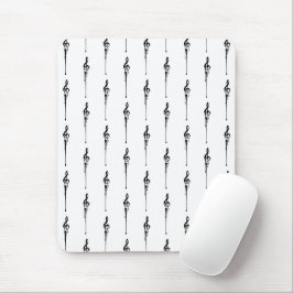 Music Motif Melting Treble Clef Black en White Muismat