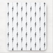 Music Motif Melting Treble Clef Black en White Muismat (Voorkant)