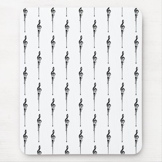 Music Motif Melting Treble Clef Black en White Muismat (Voorkant)