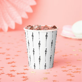 Music Motif Melting Treble Clef Black en White Papieren Bekers