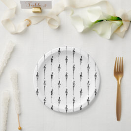 Music Motif Melting Treble Clef Black en White Papieren Bordje