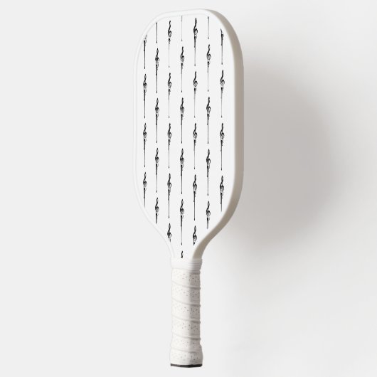 Music Motif Melting Treble Clef Black en White Pickleball Paddle (Links)