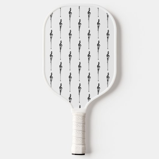 Music Motif Melting Treble Clef Black en White Pickleball Paddle (Achterkant)