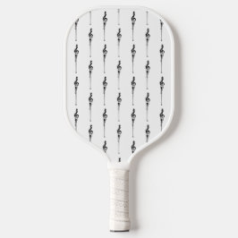Music Motif Melting Treble Clef Black en White Pickleball Paddle