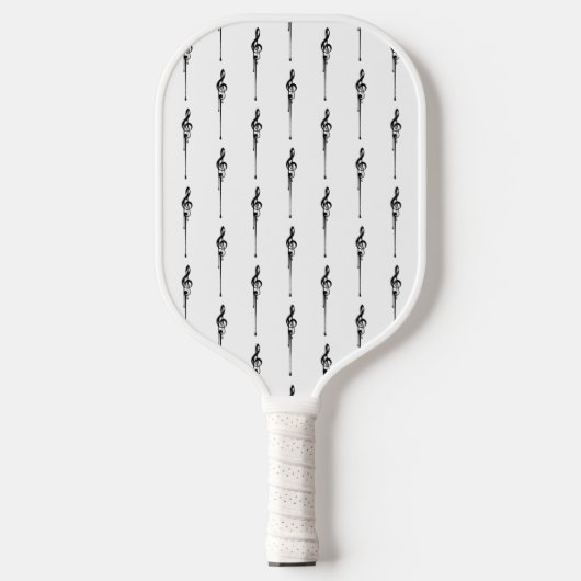 Music Motif Melting Treble Clef Black en White Pickleball Paddle (Voorkant)