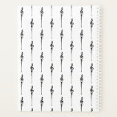 Music Motif Melting Treble Clef Black en White Planner (Achterkant)