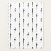 Music Motif Melting Treble Clef Black en White Planner (Voorkant)